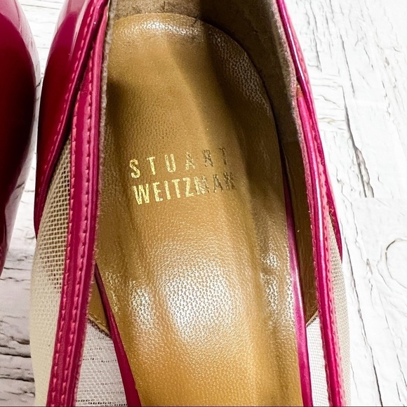 STUART WEITZMAN Hot Pink Mesh Pumps | Fuchsia High Heels - Picture 11 of 14